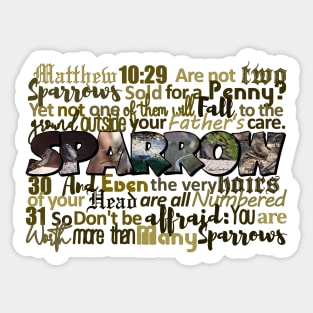 Matthew 10:29-31 Sparrow Big Letter Word Art Sticker